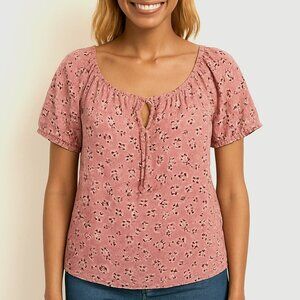 Melrose and Market Pink Tie Front Blouse